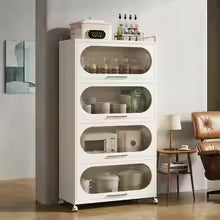 Floor Standing Kitchen Cabinet Multi-layer Foldable Storage Rack Cupboard Microwave Unit Space-saving Organizer Modern