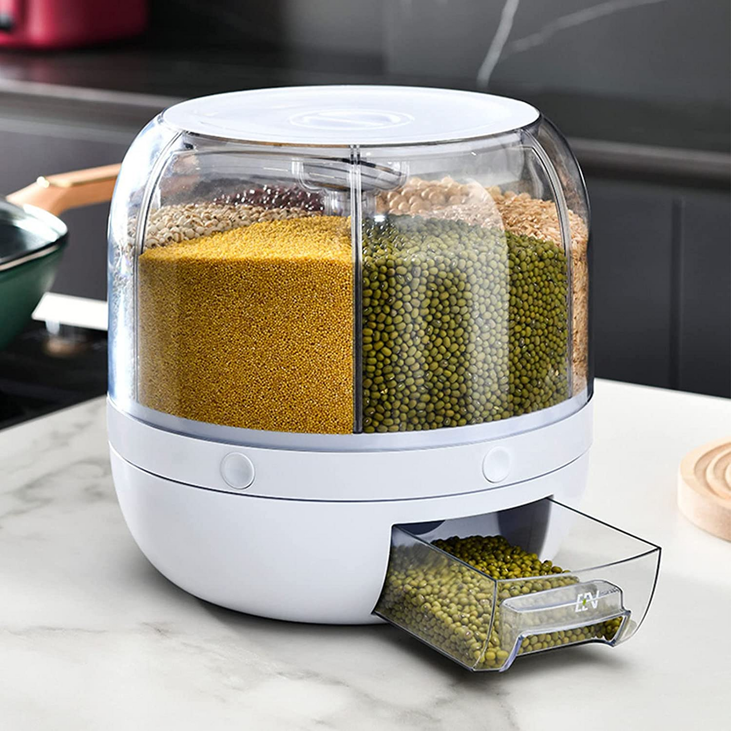 360° Rotating Rice Dispenser Food Dispenser 6 in 1